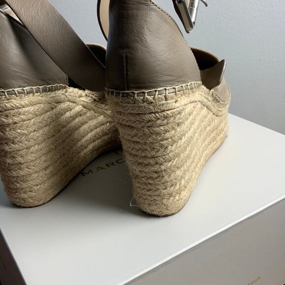 Marc Fisher Womens Adalyn Suede Saddle Espadrille Wedge Sandals Sand Dollar - Picture 6 of 8